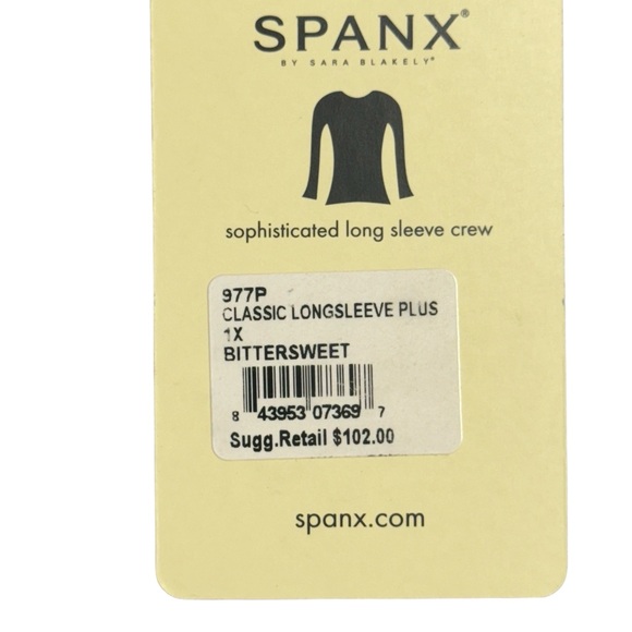 Spanx On Top And In Control Sophisticated Long Sleeve Crew Neck Top 1X Brown - Picture 13 of 16